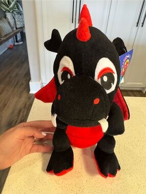 CARAVAN SOFT TOYS BLACK & RED DRAGON 12" PLUSH